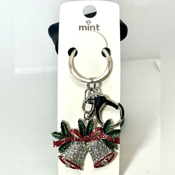 BAG CHARM Silver Bells Holiday Christmas Bag charm Keychain - Picture 1 of 4